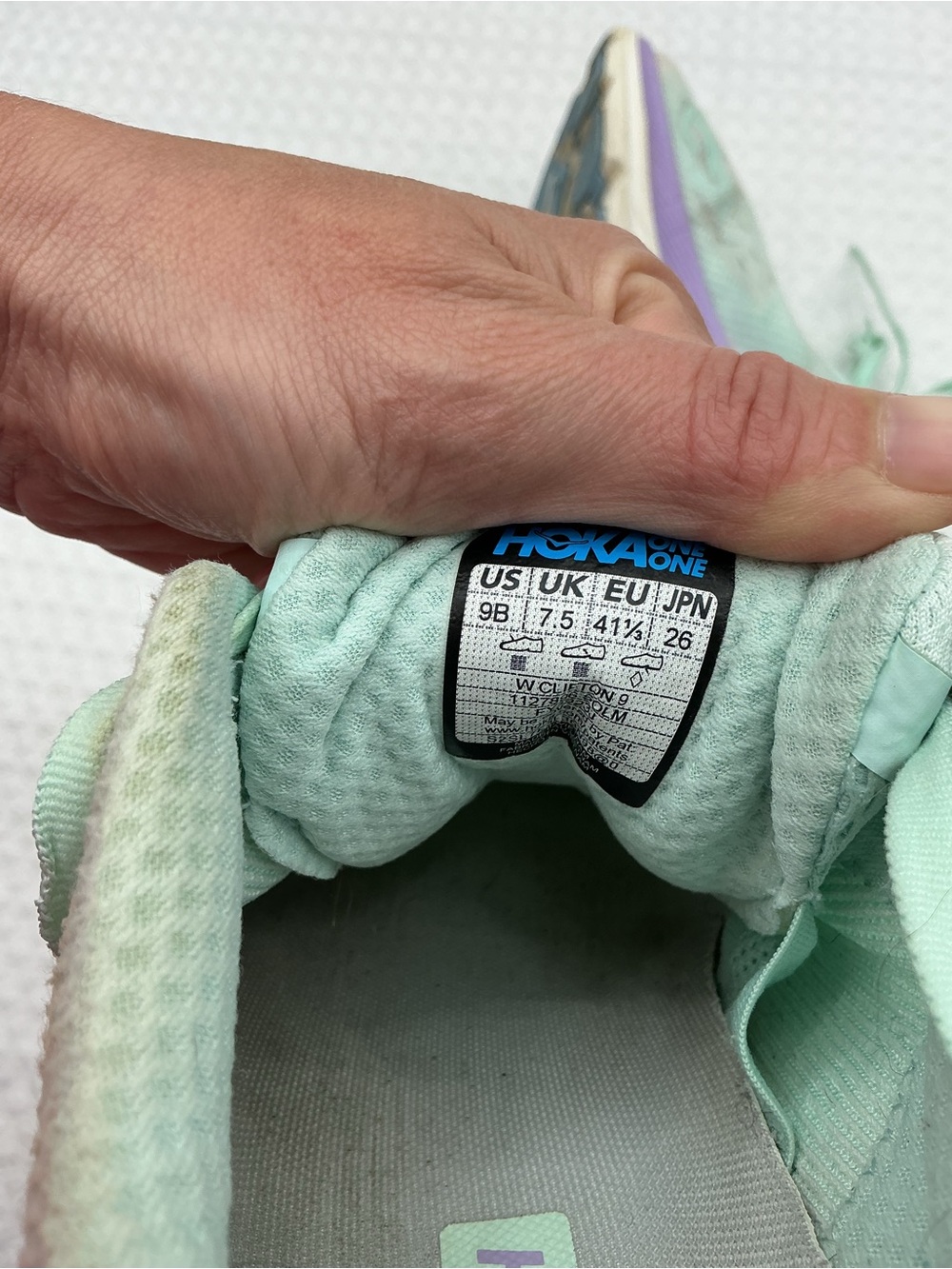 Hoka Mint Green and Lavender Athletic Running Shoes - Picture 12 of 12